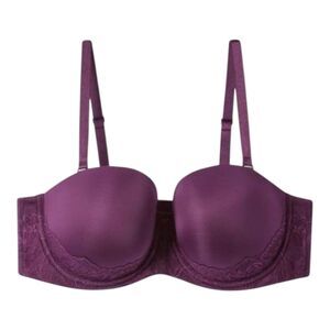 Torrid Curve Bombshell Everyday Strapless Push-Up Bra Convertible 46DD Purple